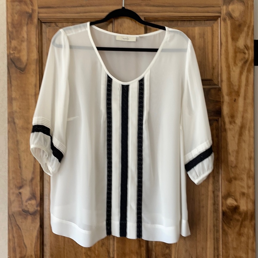 Lace trimmed pintuck blouse